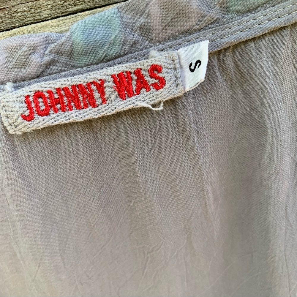 Johnny Was Blouse Womens S Boho Embroidered Short Sleeve Vneck Gray Multicolor - Picture 11 of 16